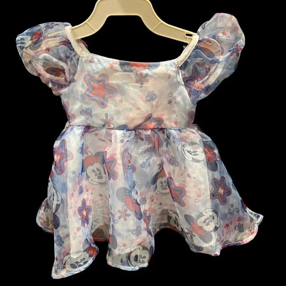 DISNEY Junior Minnie Short Sleeve Tulle Dress Organza Baby Sz 12M